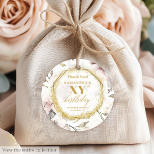 Joyful Dusty Pink Ivory Gold Birthday Favor Tags
