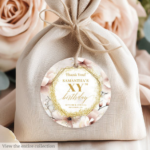 Joyful Dusty Pink Ivory Gold Birthday Favour Tags
