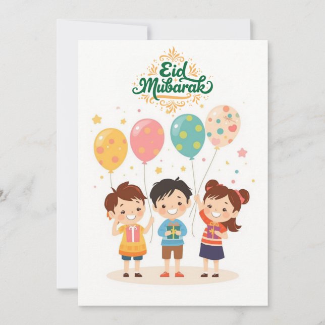 Joyful Eid al-Fitr Design Holiday Card (Front)