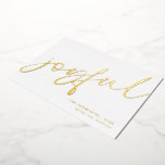 Joyful Elegant Calligraphy Name Christmas White Foil Holiday Card<br><div class="desc">Joyful Elegant Calligraphy Name Christmas White. A touch of real foil for the typography on the front in either gold,  silver or rose gold for this minimalist design. Joyful is in a stylish set Calligraphy and easily personalise with your name and greeting on the back.</div>