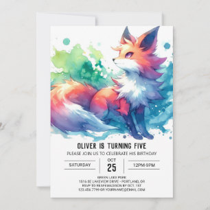 Joyful Elegant Fox Birthday  Invitation