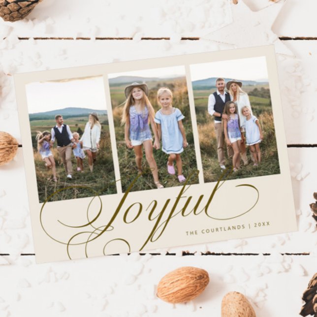 Joyful Elegant Script Cream Multi Photo Holiday (Creator Uploaded)