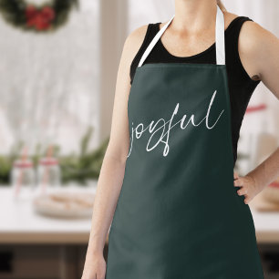 Joyful Elegant White Calligraphy  Apron