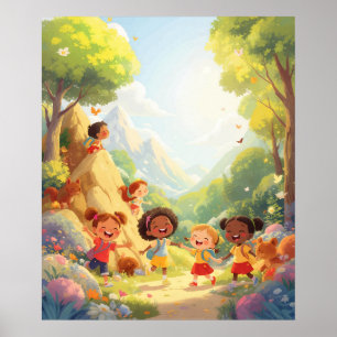 Joyful Explorers – Nature Adventure Wall Art 