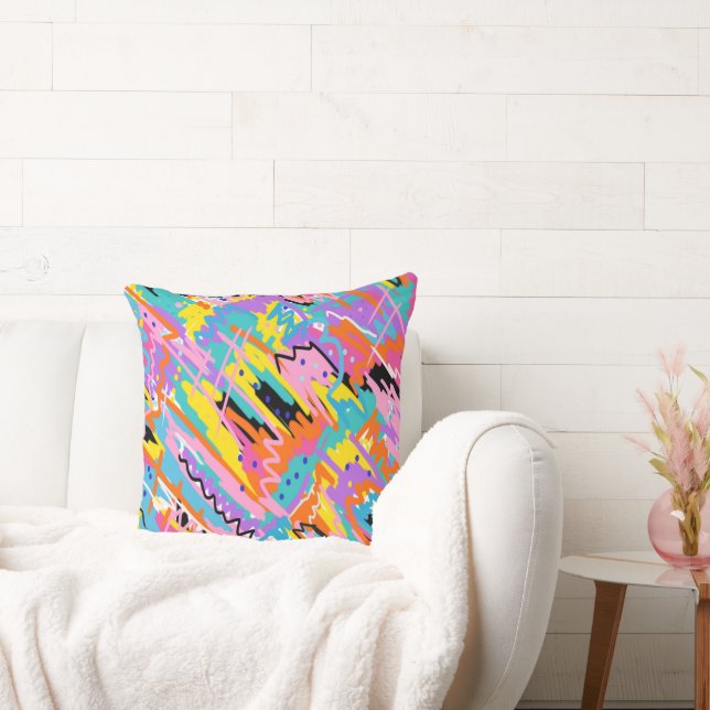 Joyful Expression Abstract Print Throw Pillow (Couch)