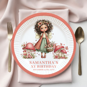 Joyful Fairy 7th Birthday Blush Pink Paper Plates