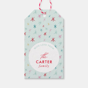 JOYFUL FAMILY modern drawn festive star colorful Gift Tags