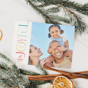 JOYFUL FAMILY PHOTO modern elegant icon colorful Holiday Card