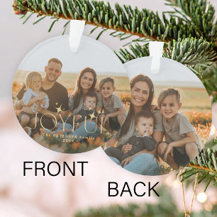 Joyful family two photos double sided Christmas Ornament