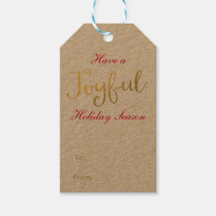 JOYFUL Faux Gold Foil Look Holiday Gift Tags