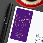 JOYFUL Faux Gold Foil on Purple Return Label<br><div class="desc">The word Joyful in a faux gold foil script accents these purple address labels personalized with your name and address. Stylish for any Christmas holiday occasion. MATCHING items in our collection.</div>