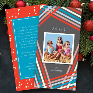 Joyful Festive Colourful & Fun Ribbon Stripes Phot Holiday Card