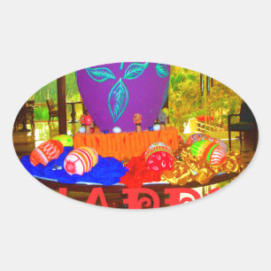 Joyful Festive Springtime Easter Colourful Eggs Ar Oval Sticker