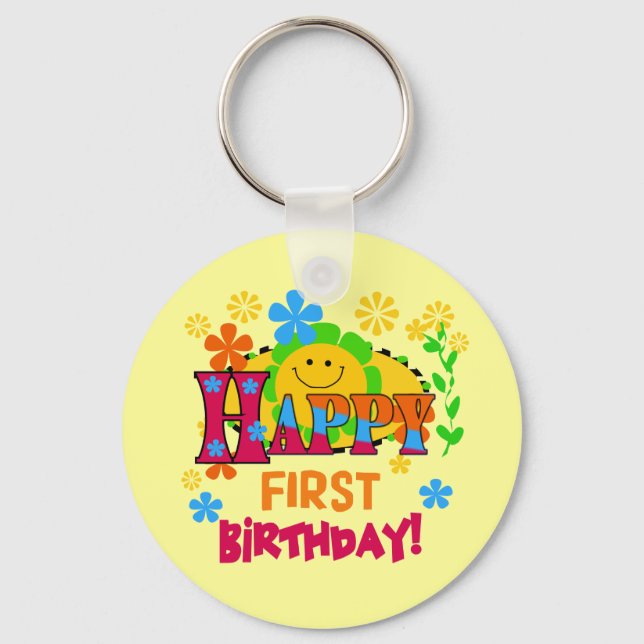 Joyful First Birthday T-shirts and Gifts Keychain (Front)