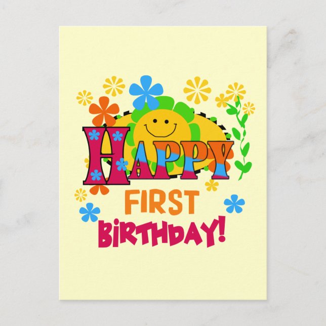 Joyful First Birthday T-shirts and Gifts Postcard (Front)