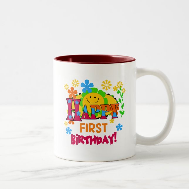Joyful First Birthday T-shirts and Gifts Two-Tone Coffee Mug (Right)