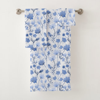 Joyful Flora Bathroom Towel Set - Indigo