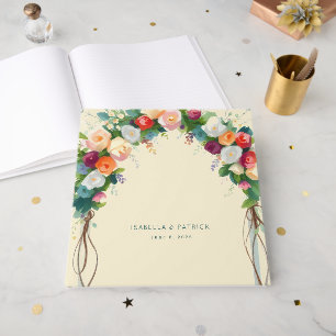 Joyful Floral Arch Watercolor Illustration Guest Book