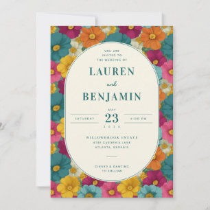 Joyful Floral Wedding Invitation
