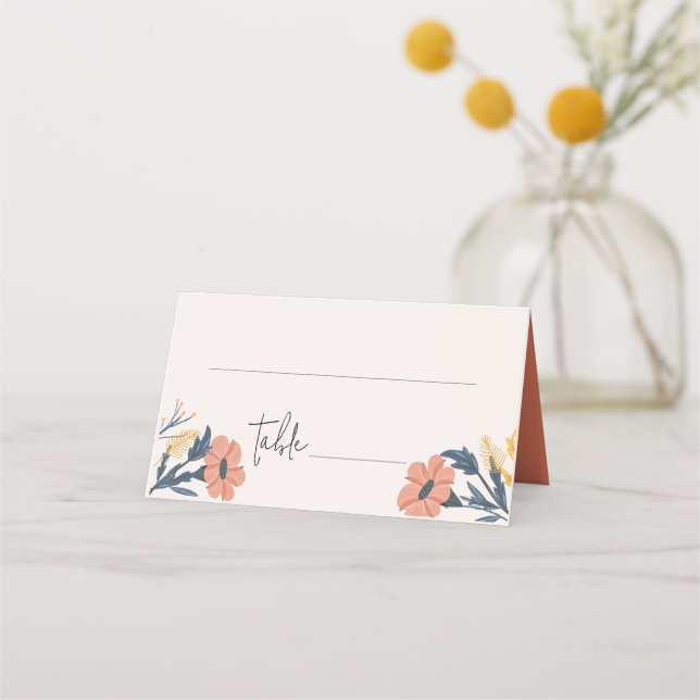 Joyful Floral Wedding Invitation Decor Place Card (Front)