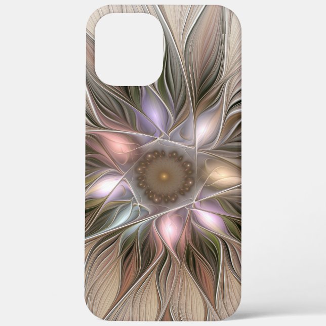 Joyful Flower Abstract Beige Brown Floral Fractal Case-Mate iPhone Case (Back)