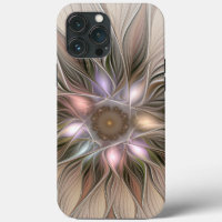 Joyful Flower Abstract Beige Brown Floral Fractal