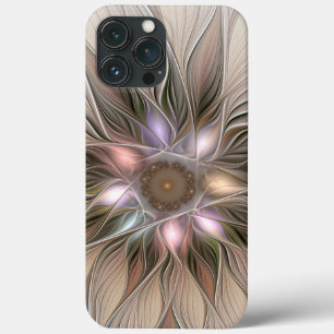 Joyful Flower Abstract Beige Brown Floral Fractal iPhone 13 Pro Max Case