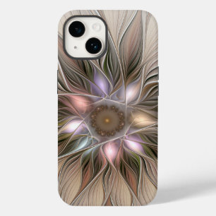 Joyful Flower Abstract Beige Brown Floral Fractal Case-Mate iPhone 14 Case