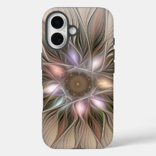 Joyful Flower Abstract Beige Brown Floral Fractal iPhone 16 Case