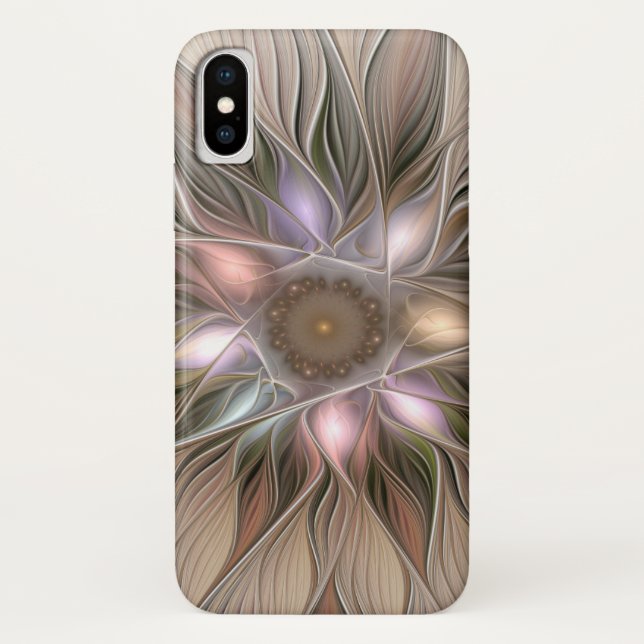 Joyful Flower Abstract Beige Brown Floral Fractal Case-Mate iPhone Case (Back)