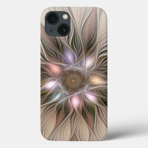 Joyful Flower Abstract Beige Brown Floral Fractal iPhone 13 Case