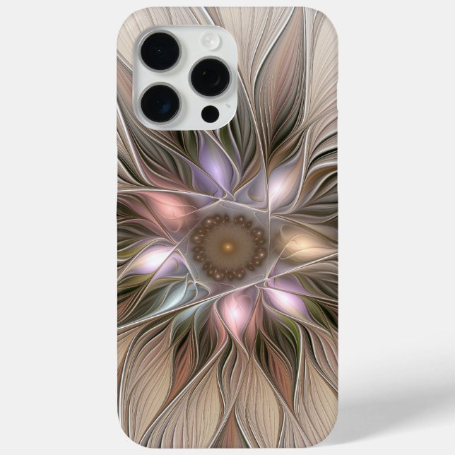 Joyful Flower Abstract Beige Brown Floral Fractal Case-Mate iPhone Case (Back)