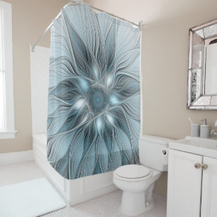 Joyful Flower Abstract Blue Grey Floral Fractal