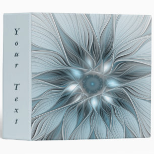 Joyful Flower Abstract Blue Grey Floral Fractal Binder
