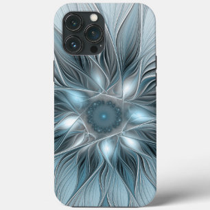 Joyful Flower Abstract Blue Grey Floral Fractal iPhone 13 Pro Max Case