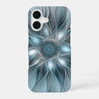 Joyful Flower Abstract Blue Grey Floral Fractal