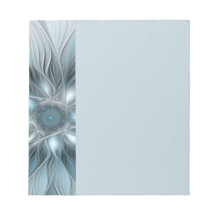 Joyful Flower Abstract Blue Grey Floral Fractal Notepad