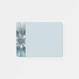 Joyful Flower Abstract Blue Grey Floral Fractal Post-it Notes