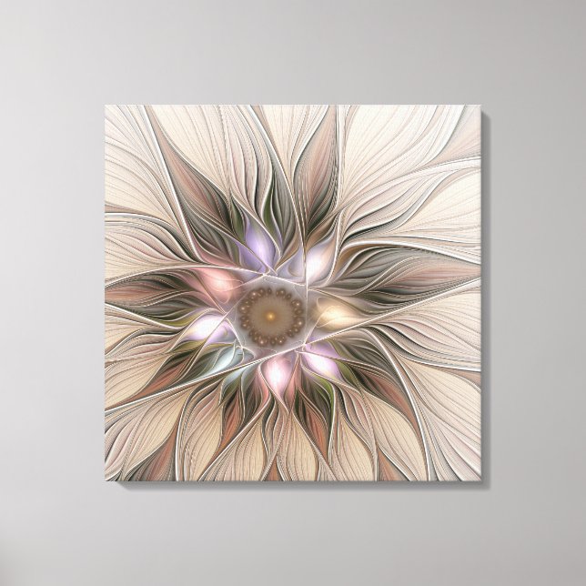 Joyful Flower Abstract Floral Fractal Art Triptych Canvas Print (Front)