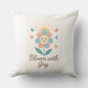 "Joyful Flower – Bright & Cheerful Floral Art" Throw Pillow