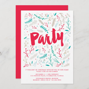 Joyful Foliage Christmas Holiday Party Invitation