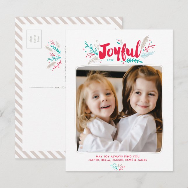 Joyful Foliage Christmas Holiday Postcard (Front/Back)