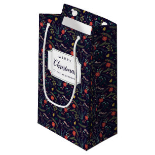 Joyful Foliage Personalized Holiday Small Gift Bag