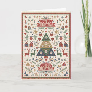 Joyful Folk Art Christmas Tree Card