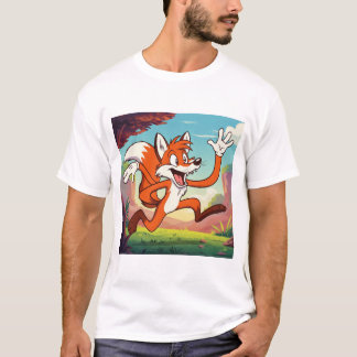 Joyful Forest Fox: A Cheerful Cartoon Adventure T-Shirt