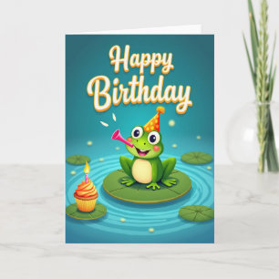 Joyful Frog Birthday Card
