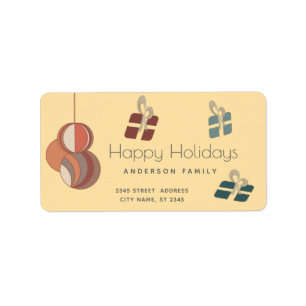 Joyful fun colourful ornaments gifts Holiday  Labe Label