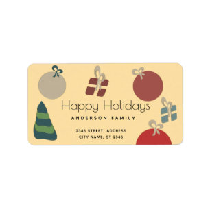 Joyful fun colourful ornaments gifts Holiday  Label