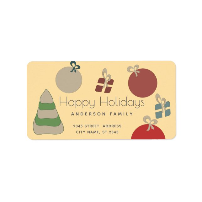 Joyful fun colourful ornaments gifts Holiday  Label (Front)