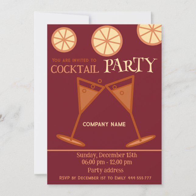 Joyful fun cool Christmas cocktail party corporate Invitation (Front)
